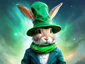 Whimsical Wizard Rabbit in a Celestial Fantasy Realm