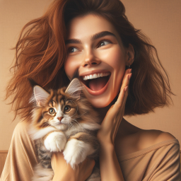 Joyful Moments: A Person Sharing a Happy Bond with Their Cat