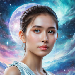 Ethereal Cosmos: A Serene Portrait Amidst the Stars