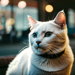 Curious Cat Perched Outdoors Amid Urban Night Lights
