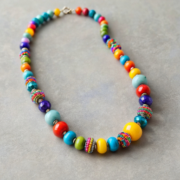 Vibrant Multicolored Beaded Necklace with Varied Shapes and Sizes