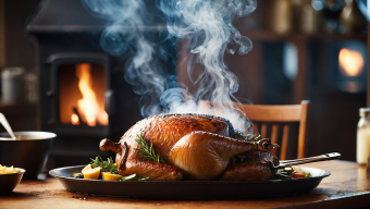 Perfectly Roasted Chicken in a Cozy Rustic Setting