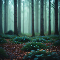 Misty Morning Tranquility: A Serene Forest Canopy in Soft Light