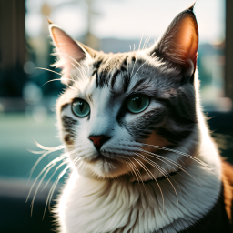 Striped Cat Bathed in Warm Sunlight Indoors