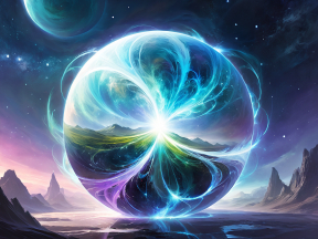 Ethereal Orb Portal Overlooking Celestial Cliffs and Mystic Waters