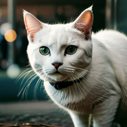 Striking Long-Haired Cat with One Eye Open in Warm Indoor Setting