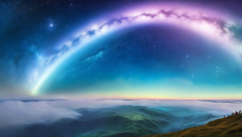 Mesmerizing Aurora Borealis Over Misty Mountain Peaks and Reflective Waters