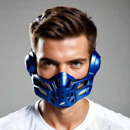 Futuristic Blue Gaming Mask with Headphones: A Sleek, Immersive Audio Experience