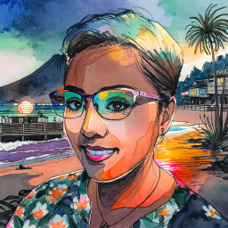 Sunset Serenity: A Vibrant Tropical Portrait by the Sea