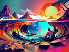 Serene Reverie: A Meditative Moment by a Mystical Sunrise Shoreline