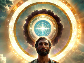 Enlightened Serenity: A Spiritual Portrait of Divine Meditation and Heavenly Realms