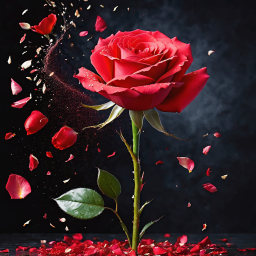 Fleeting Beauty: A Rose Shedding Its Petals in Mid-Air
