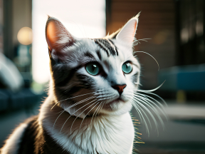 Curious Cat Portrait: A Close-Up of Feline Focus Indoors