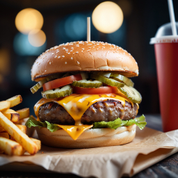 Classic American Cheeseburger with Fries: A Delicious Diner-Style Meal