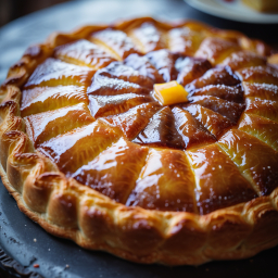 Golden-Brown Tart with Intricate Patterned Crust and Delicious Filling