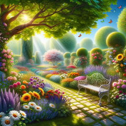 Serene Garden Pathway: A Vibrant Oasis of Color and Tranquility