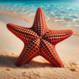 Starfish Resting on a Sunny, Calm Beach Shoreline