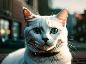 Striking Portrait of a Long-Haired Cat with Expressive Eyes Outdoors