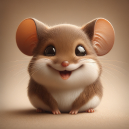 Adorable Animated Hamster Character with Big Eyes and Friendly Smile