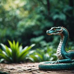 Realistic Dragon Sculpture Coiled in Lush Forest Setting