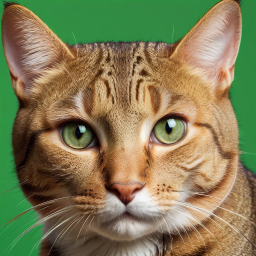 Intense Gaze: Close-Up of a Tabby Cat with Striking Green Eyes