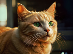 Close-Up Portrait of a Calm Orange Domestic Cat