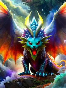 Vibrant Fantasy Dragon with Majestic Wings and Fierce Red Eyes