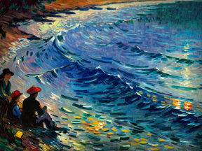 Tranquil Moments by the Sea: An Impressionist Dawn