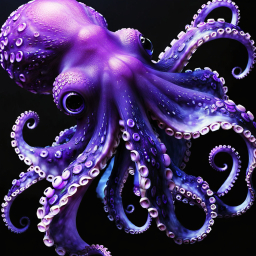 Vibrant Close-Up of a Deep Sea Octopus Highlighting Vivid Purple and Blue Tentacles