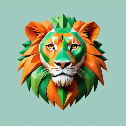 Vibrant Mosaic Lion: A Dynamic and Intense Stylized Graphic