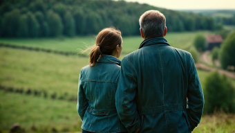 Couple Enjoying a Scenic Overlook on a Crisp Day