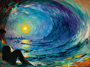 Contemplation at Dawn: An Expressionist Journey of Color and Emotion