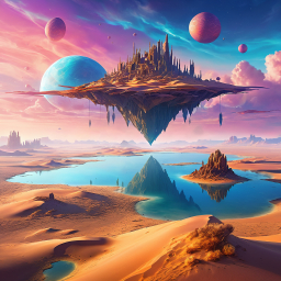 Floating Island of Mystical Ruins: A Surreal Celestial Landscape Beyond Reality