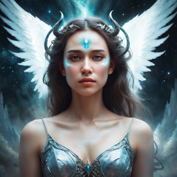 Celestial Guardian: A Mythical Angel in a Cosmic Realm