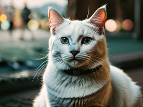 Curious Cat Indoors: Attentive Feline Amid Soft Lighting and Subtle Motion