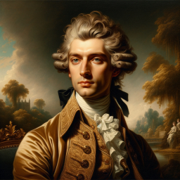 Portrait of an 18th Century Gentleman in Military Attire Amidst a Natural Landscape