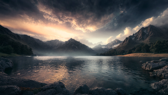 Serene Solitude: A Mystical Mountain Oasis at Dawn