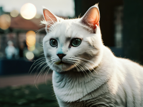 Curious Cat in a Soft Bokeh Outdoor Setting