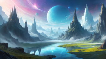 Enchanted Twilight: A Mystical Castle Amidst Serene Hills and Reflective Waters