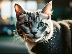 Captivating Cat Portrait: Striking Eyes and Soft Natural Light Indoors