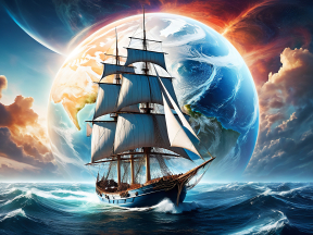 Voyage Beyond Reality: A Majestic Sailing Ship Adrift on the Edge of the Earth