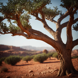 Resilient Beauty: An Ancient Tree Thriving Amidst Arid Red Rock Landscapes