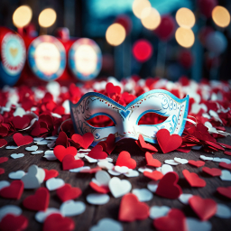 Romantic Masquerade: A Celebration of Love with Hearts and Candlelight