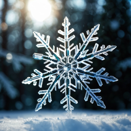 Intricate Beauty: A Macro Photography Close-Up of a Snowflake's Symmetrical Crystal Structure