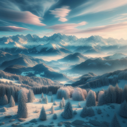 Tranquil Winter Mountain Landscape at Dawn