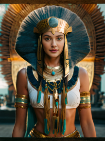 Regal Elegance: A Portrait of Ancient Egyptian Royalty in Traditional Attire