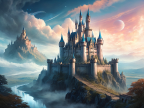 Enchanted Isle: The Majestic Fantasy Castle Beneath Celestial Skies