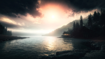 Tranquil Waters at Dusk: A Surreal Reflection of Nature