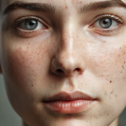 Close-Up Portrait Highlighting Natural Skin Texture and Beauty Features