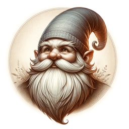 Elderly Gnome Character Illustration with Traditional Hat and Bushy White Beard